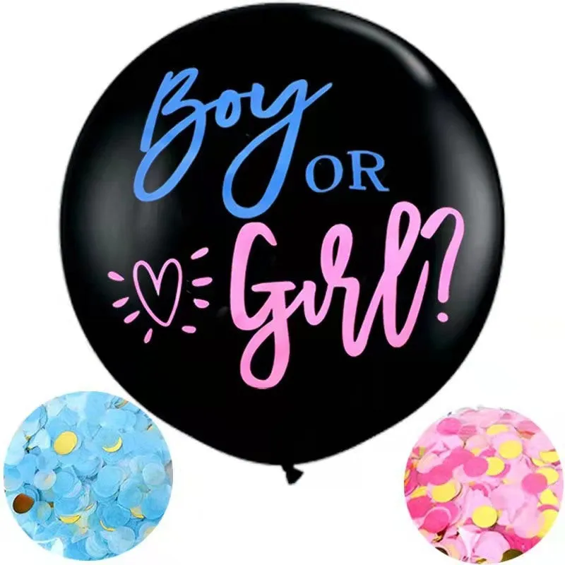 1pc 36inch Boy Or Girl Balloon Gender Reveal Party Black Latex