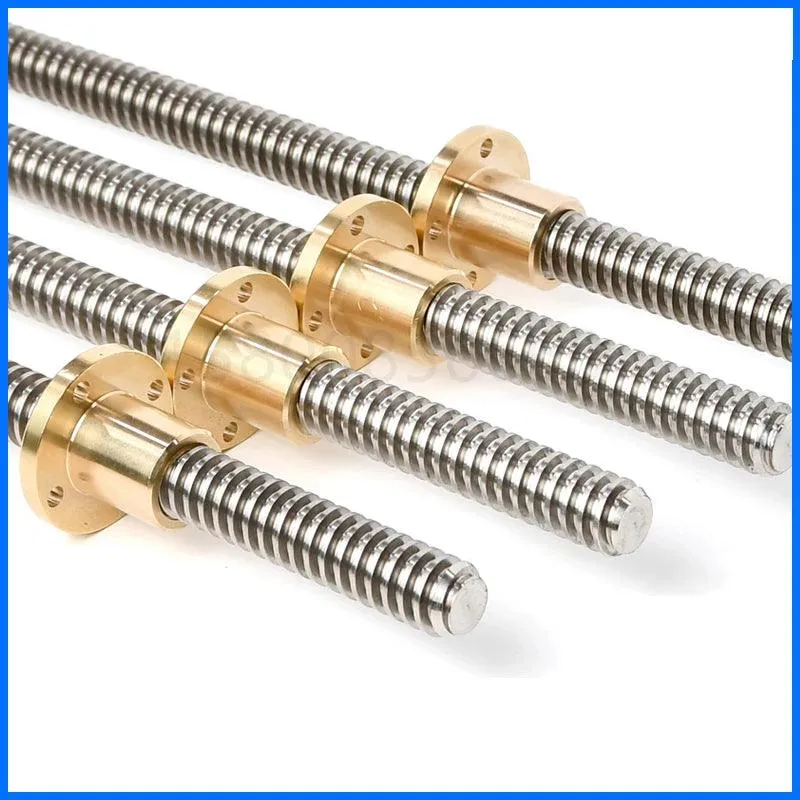 304 Stainless Steel T10 Screw Length 100mm-500mm Lead 2/4/8/10/12/14mm Trapezoidal Spindle Screw And Nut For Stepper Motor 3D