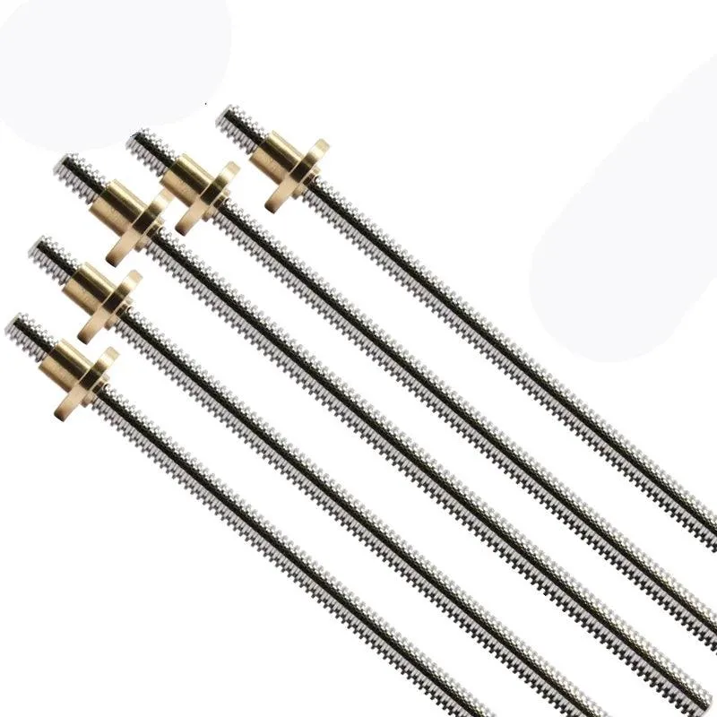 304 Stainless Steel T10 Screw Length 100mm-500mm Lead 2/4/8/10/12/14mm Trapezoidal Spindle Screw And Nut For Stepper Motor 3D