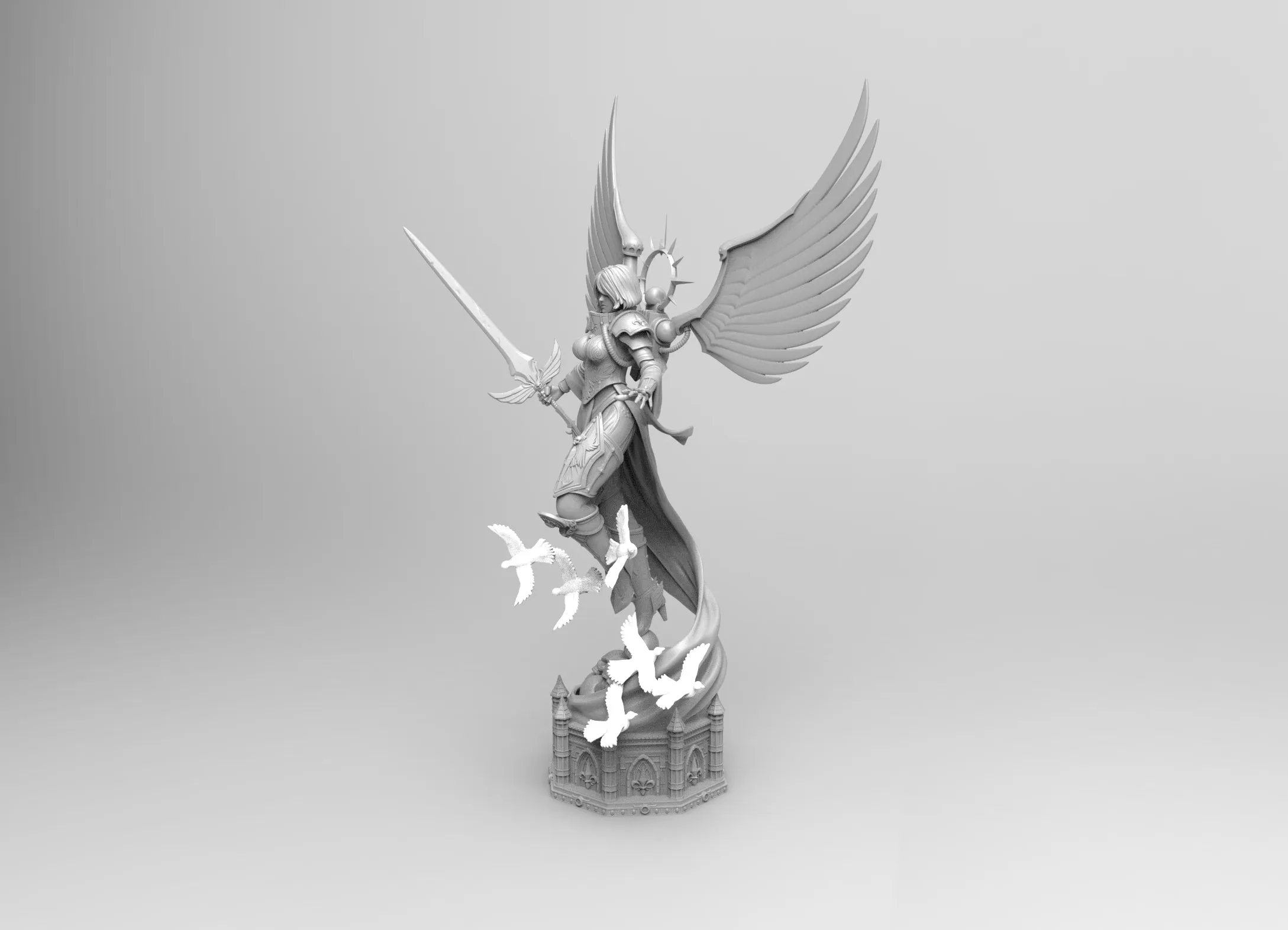 A227 - Games character design, Female Saint Angel Warrior, STL 3D model design print download files