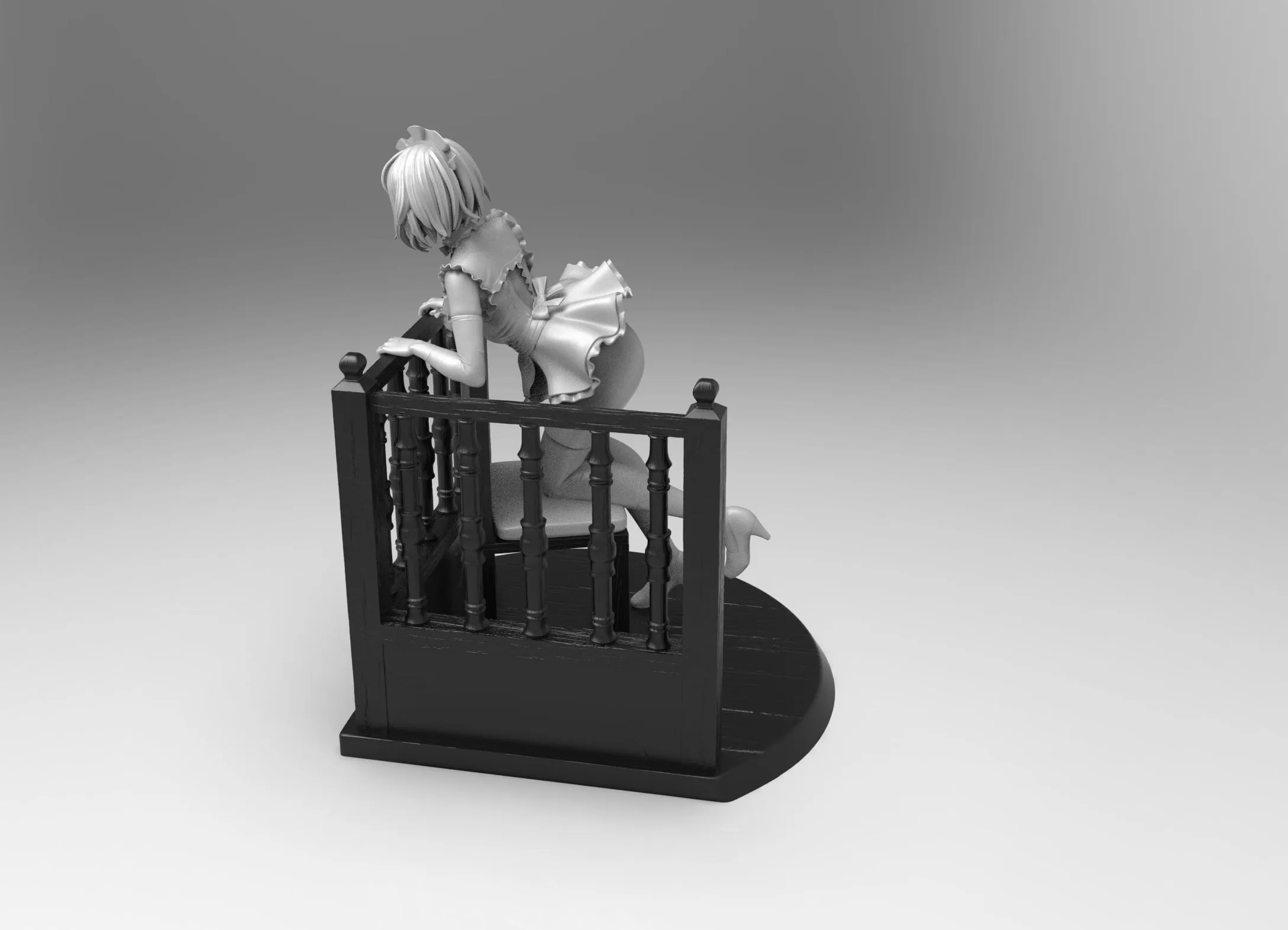 A230- NSFW games character design, The hot maid lean on chair, STL 3D model design print download file