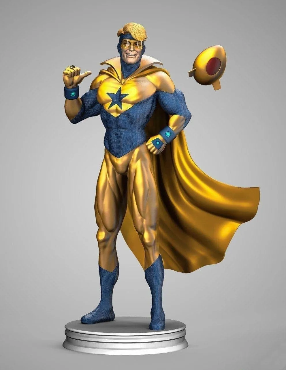 A240 - Comic character design, Boost Gold statue, STL 3D model design print download file