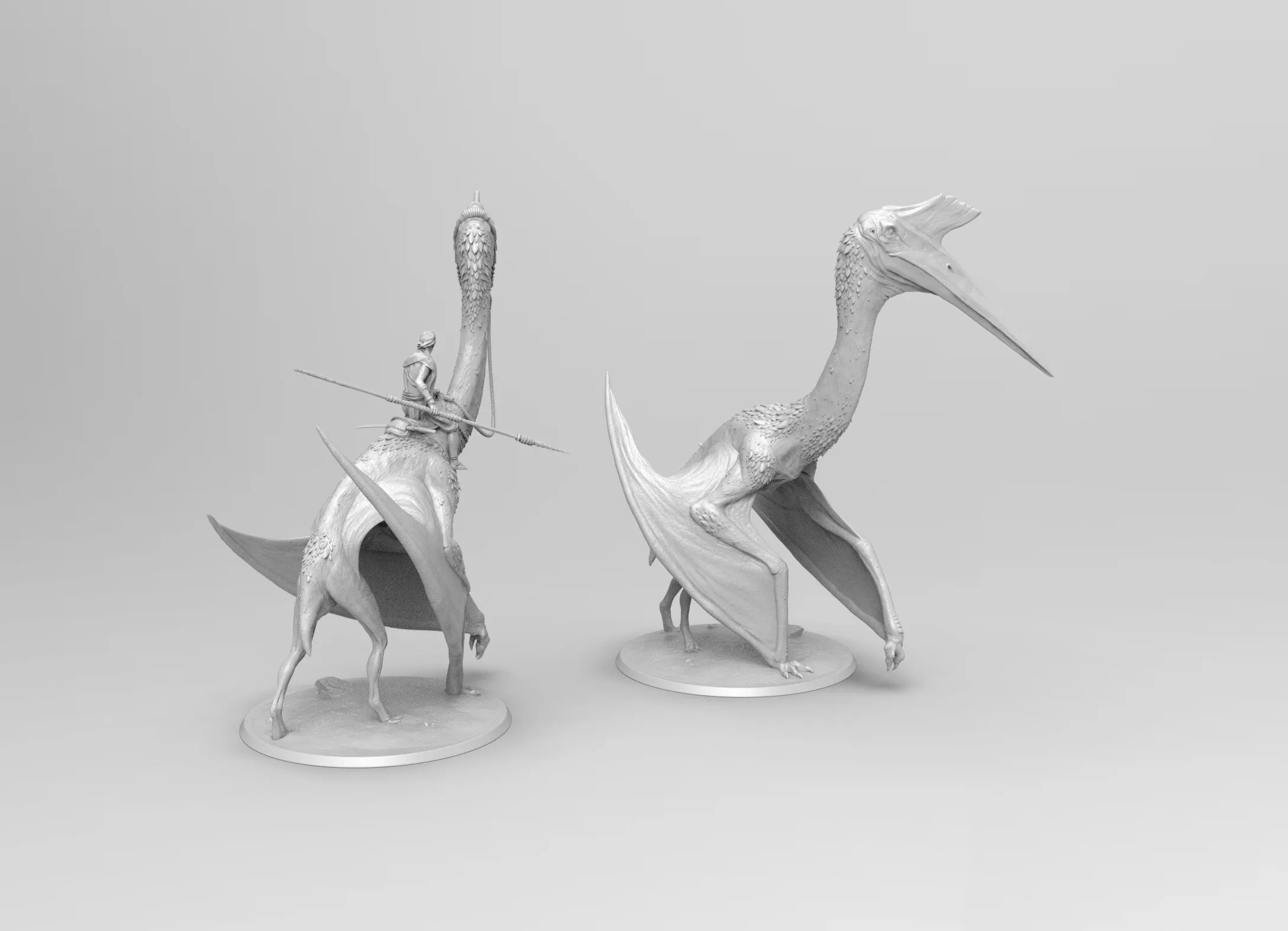 A252 - Legendary creature design, The Quetzal Bird with rider, STL 3D model design print download file