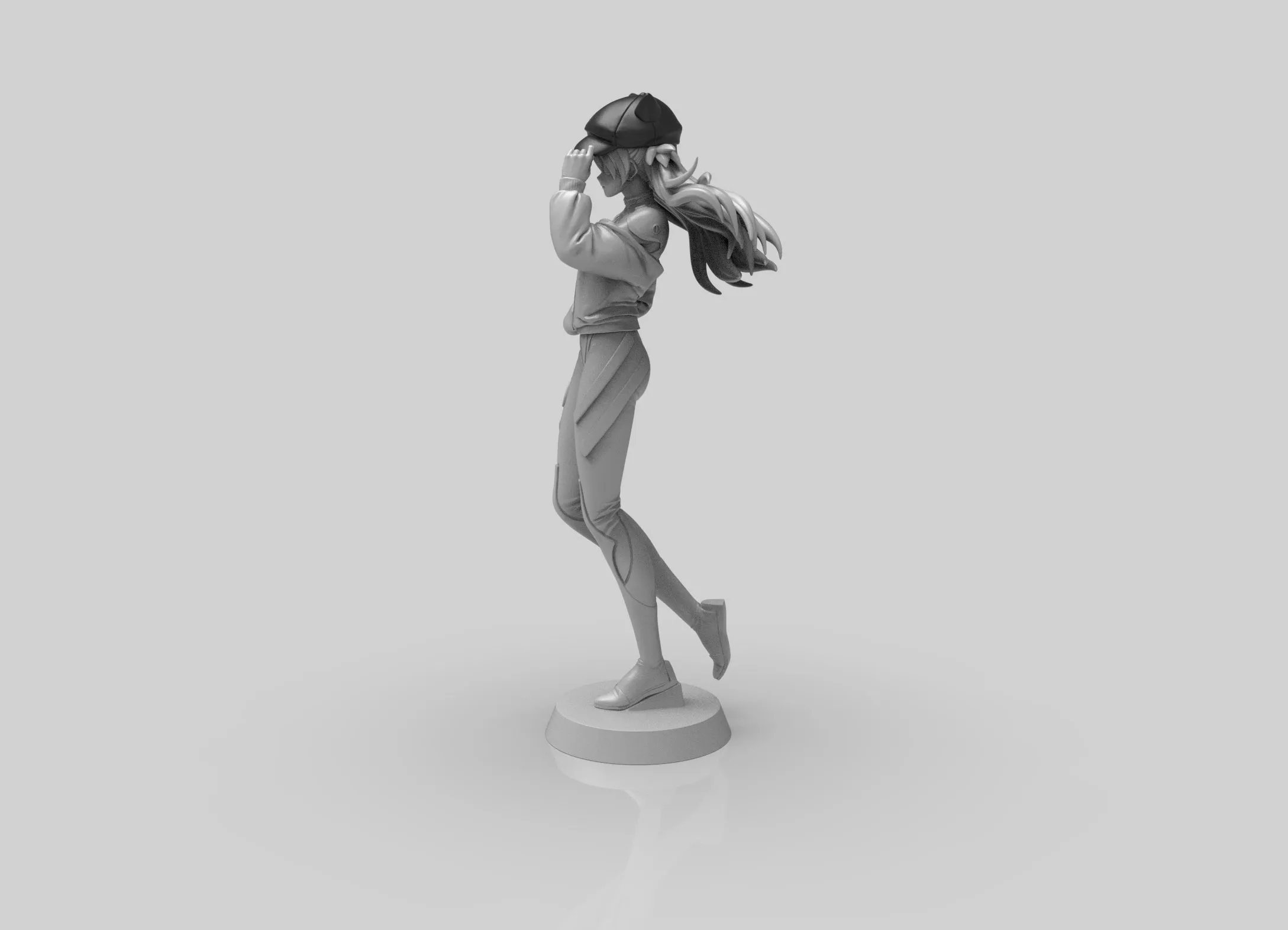 A265 - Anime character design, The Asuka Evangelion character statue, STL 3D model design print download file