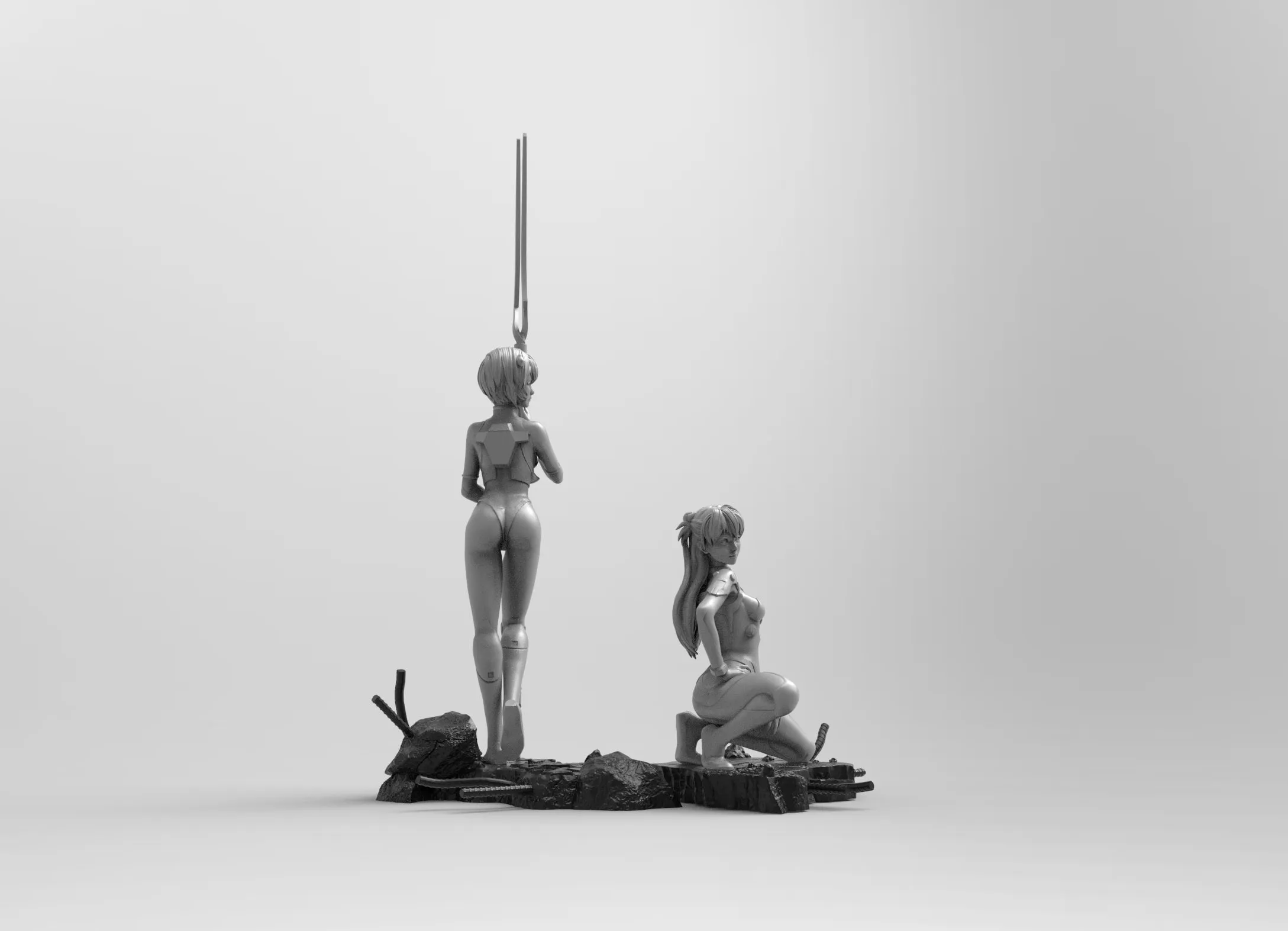 A267 - NSFW Anime character design, Asuka and Rei in bikini / standard / nsfw version, STL 3D model design print downloa