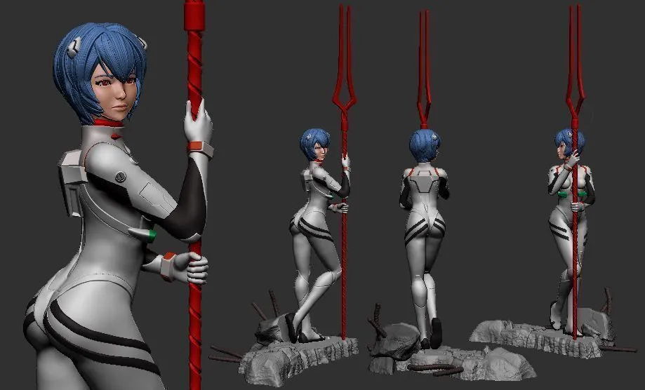 A267 - NSFW Anime character design, Asuka and Rei in bikini / standard / nsfw version, STL 3D model design print downloa