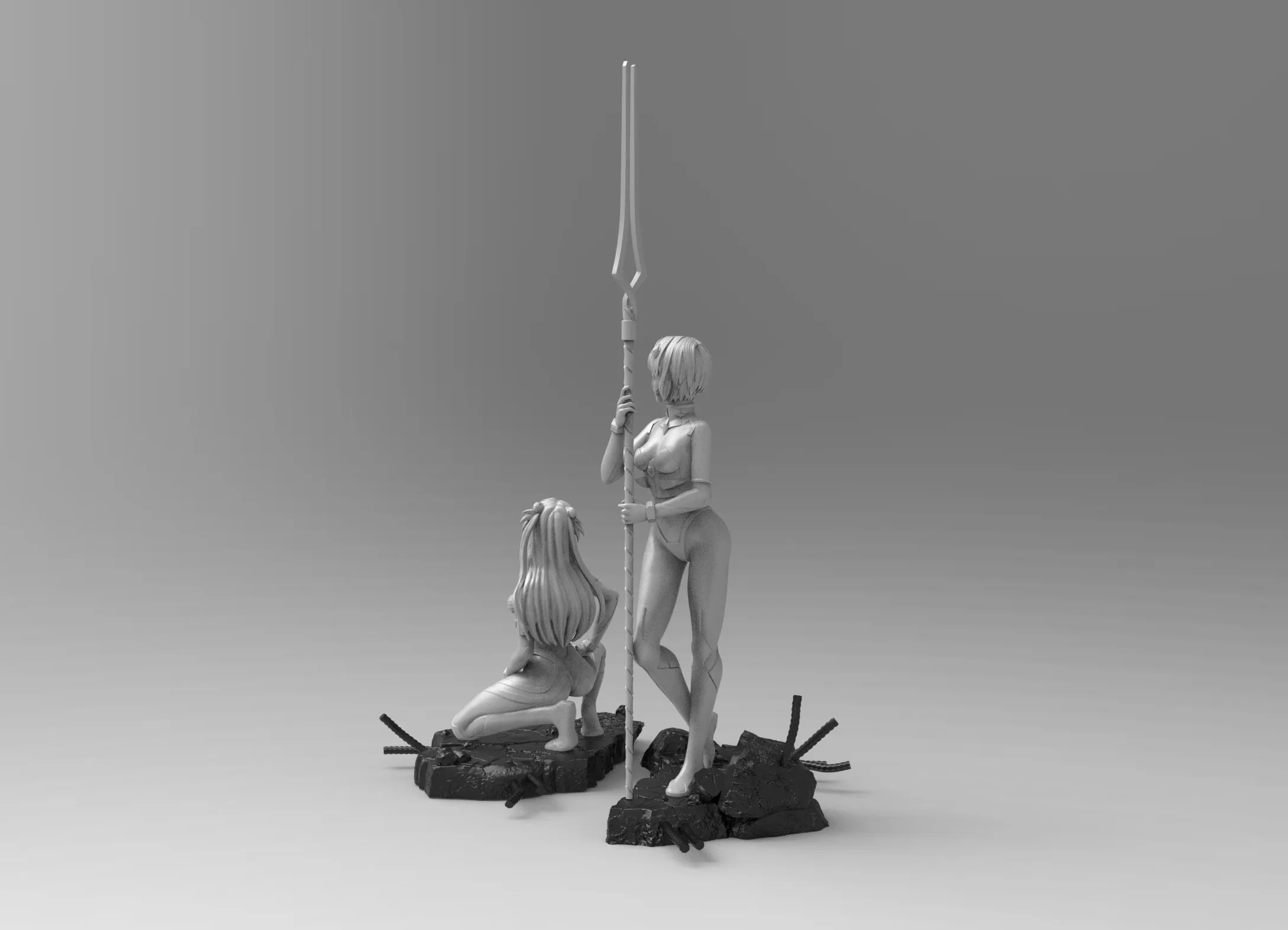 A267 - NSFW Anime character design, Asuka and Rei in bikini / standard / nsfw version, STL 3D model design print downloa