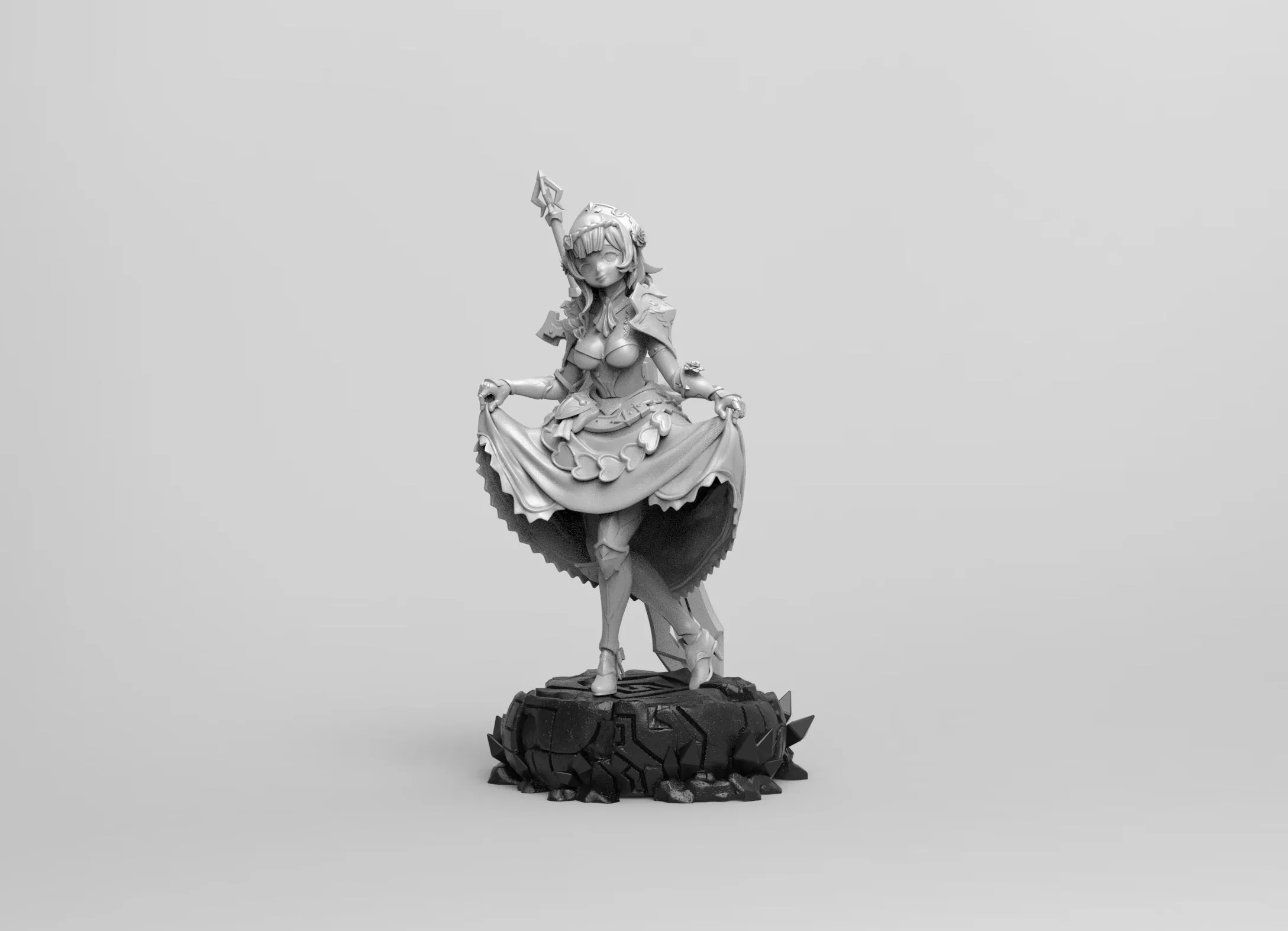 A268 - Games character design, Genshin Noelle character statue, STL 3D model design print download file