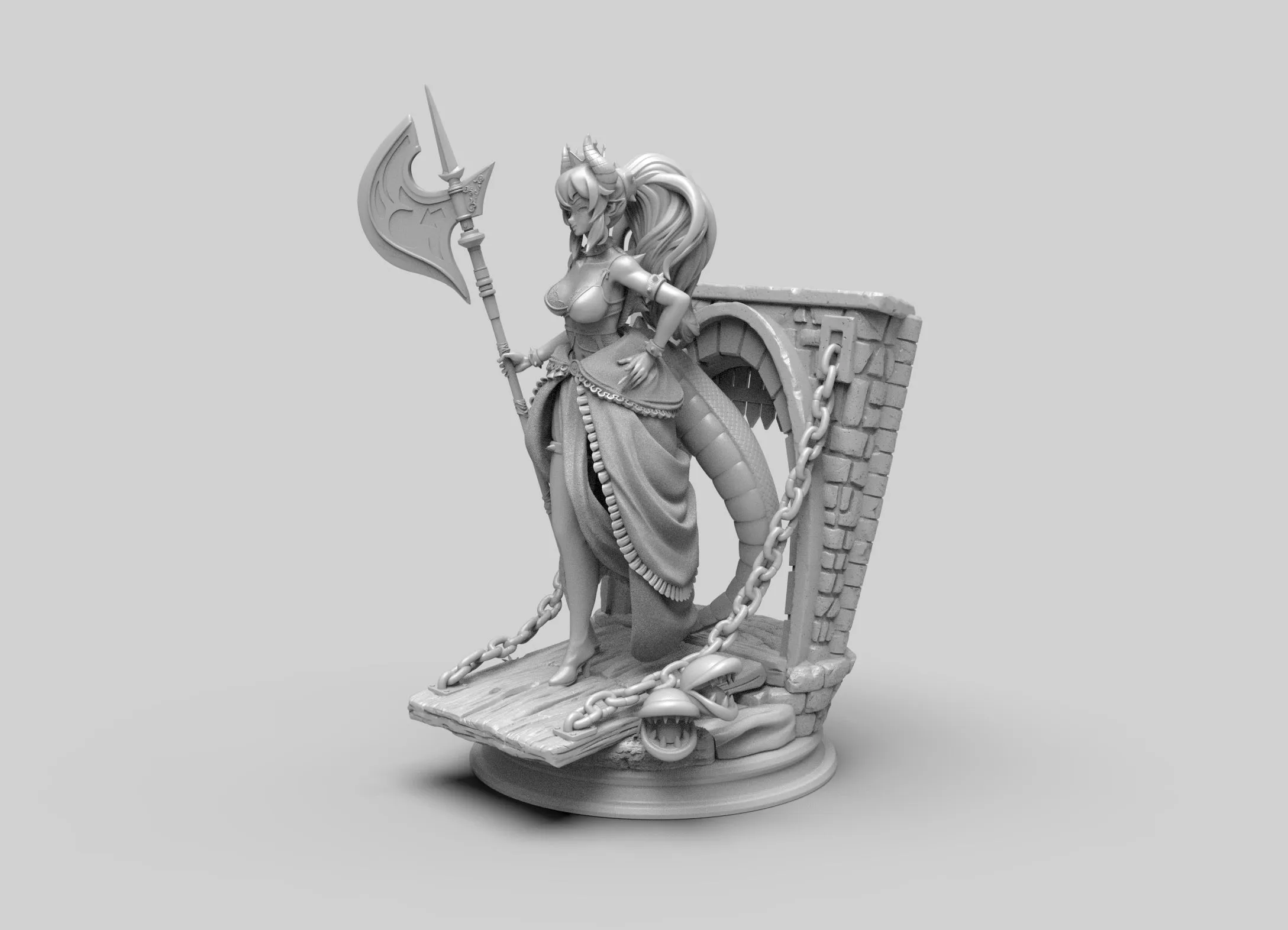 A271 - NSFW Games character design, The Bowsette F design statue, STL 3D model design print download file