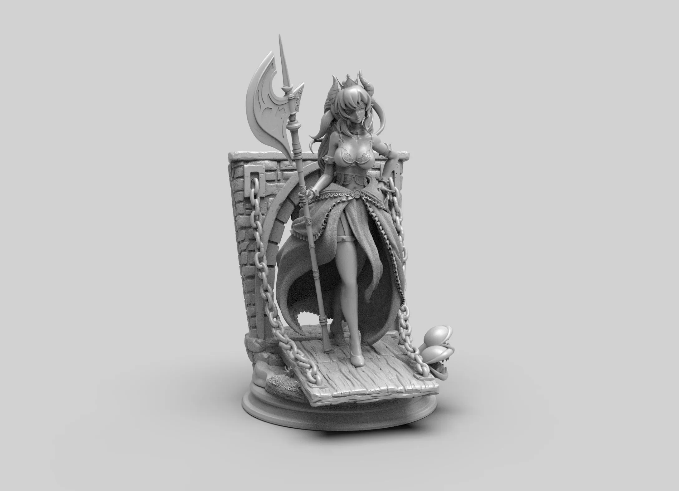 A271 - NSFW Games character design, The Bowsette F design statue, STL 3D model design print download file