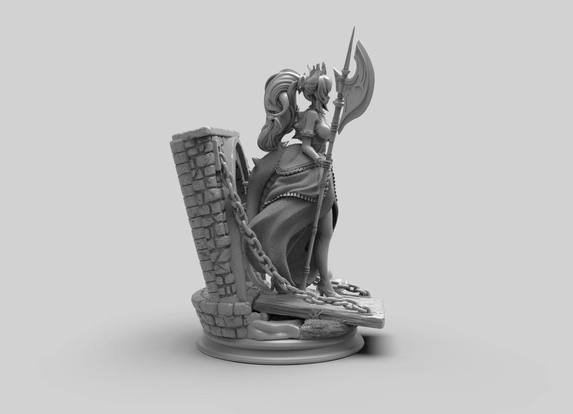 A271 - NSFW Games character design, The Bowsette F design statue, STL 3D model design print download file