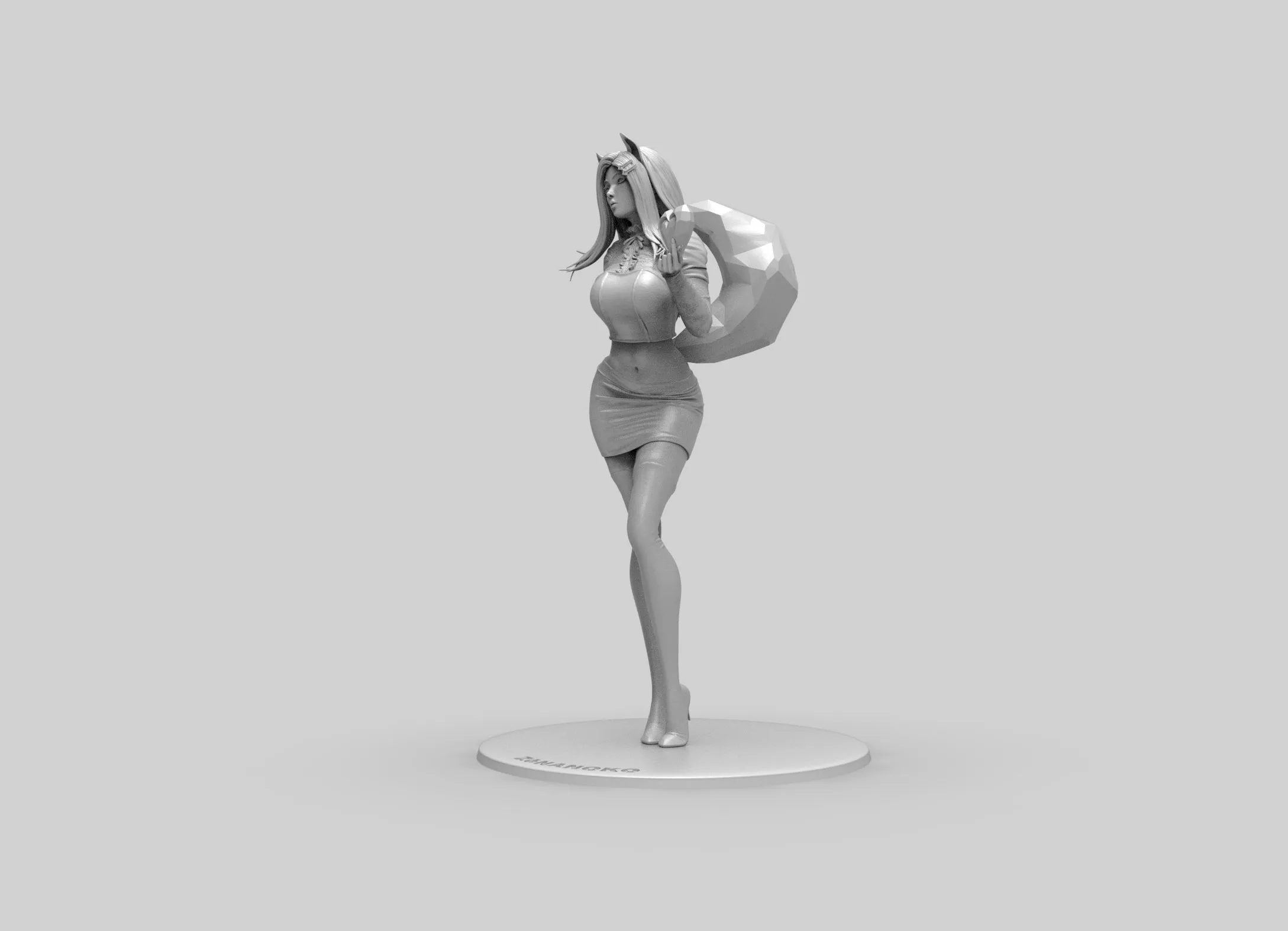 A273 - games character design, the nine tail Ahri sexy design statue, STL 3D model design print download files