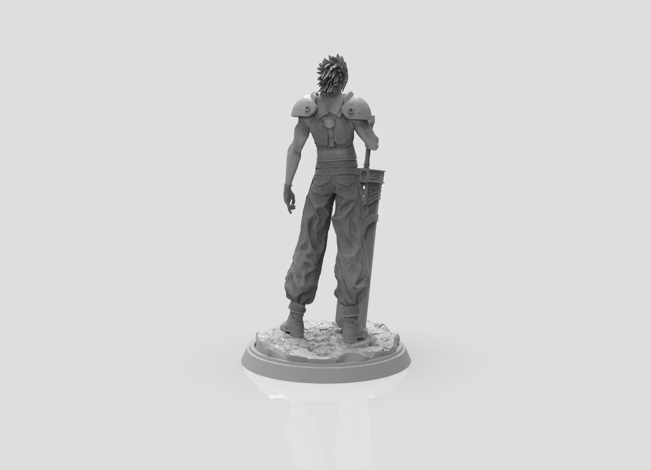 A275 - Games character design statue, FF Zack with huge sword, STL 3D model design print download files