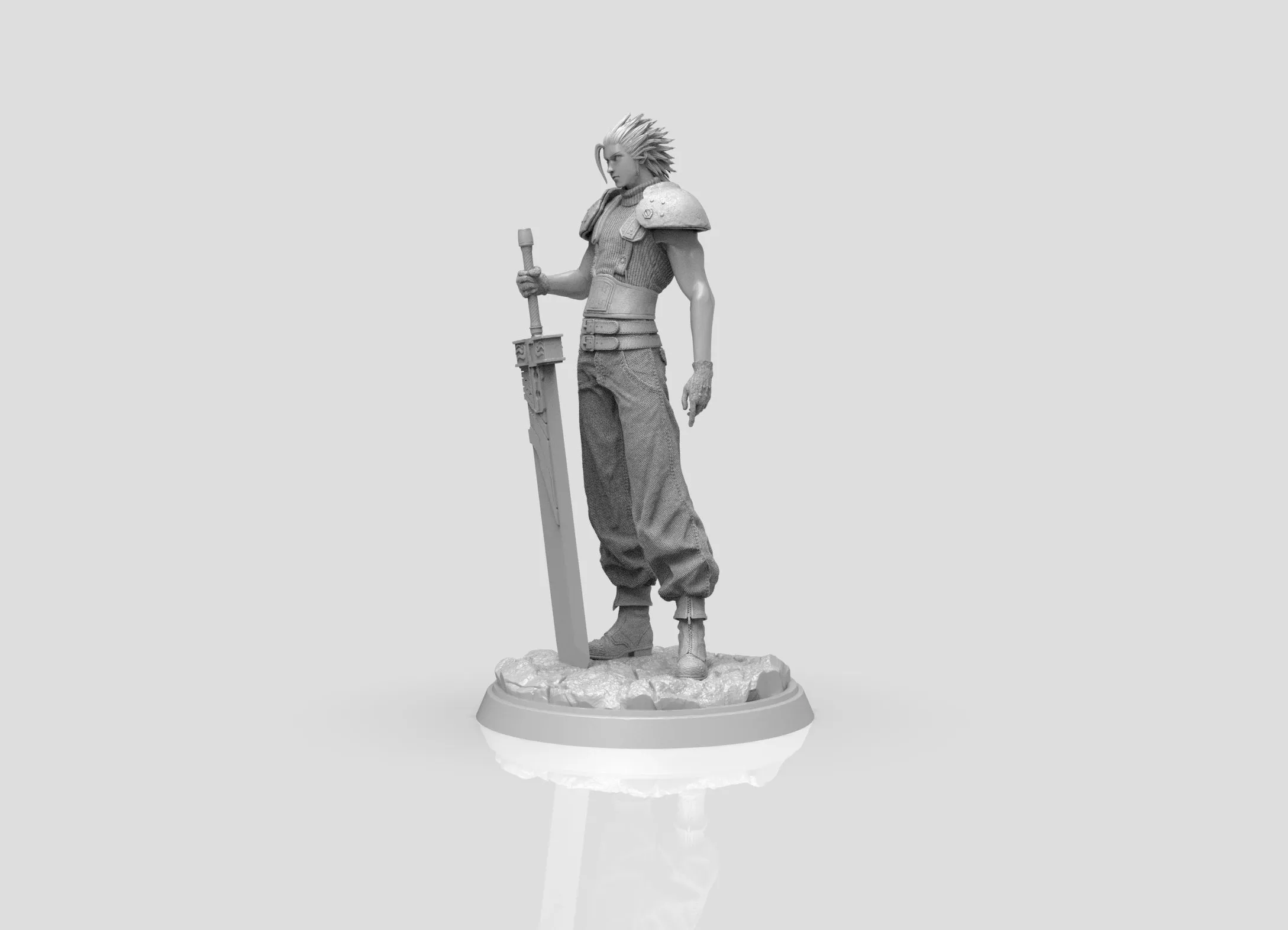 A275 - Games character design statue, FF Zack with huge sword, STL 3D model design print download files