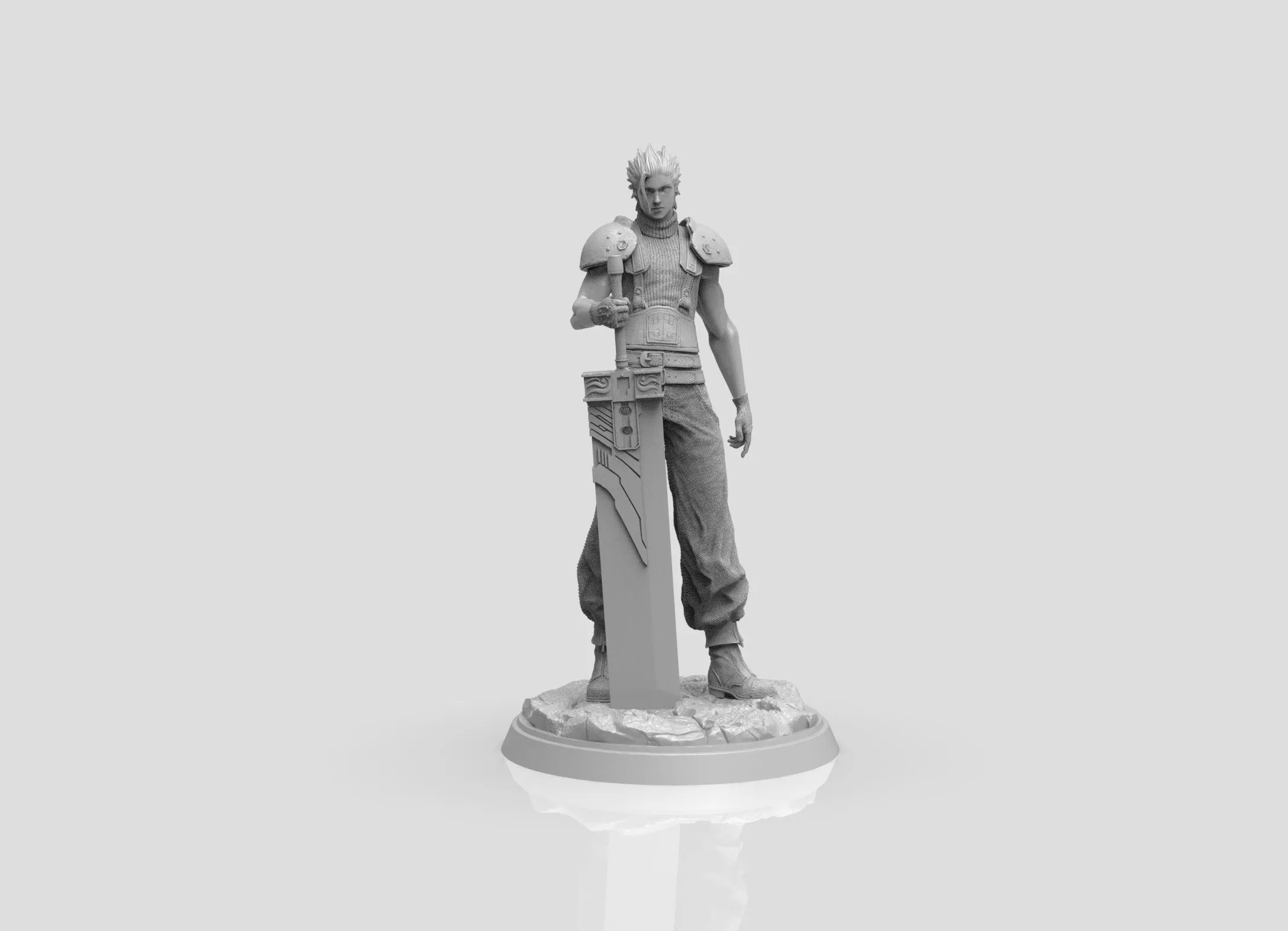 A275 - Games character design statue, FF Zack with huge sword, STL 3D model design print download files