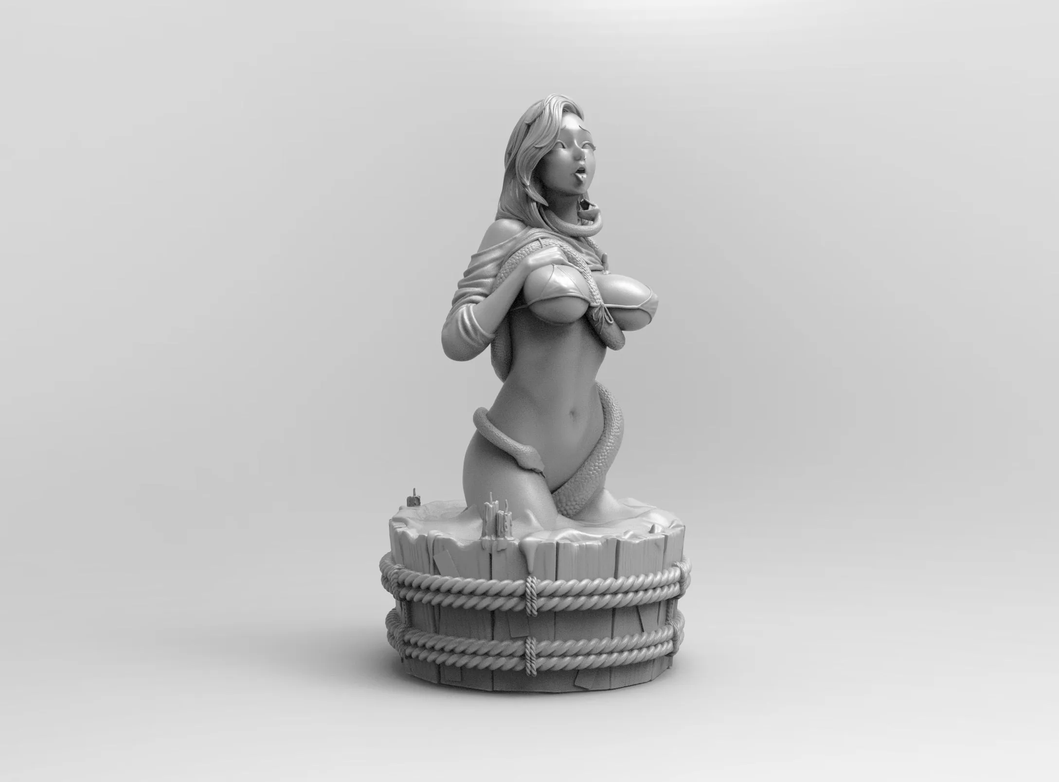 A301 - NSFW Character design statue, Snake on the neck statue, STL 3D model design download print files