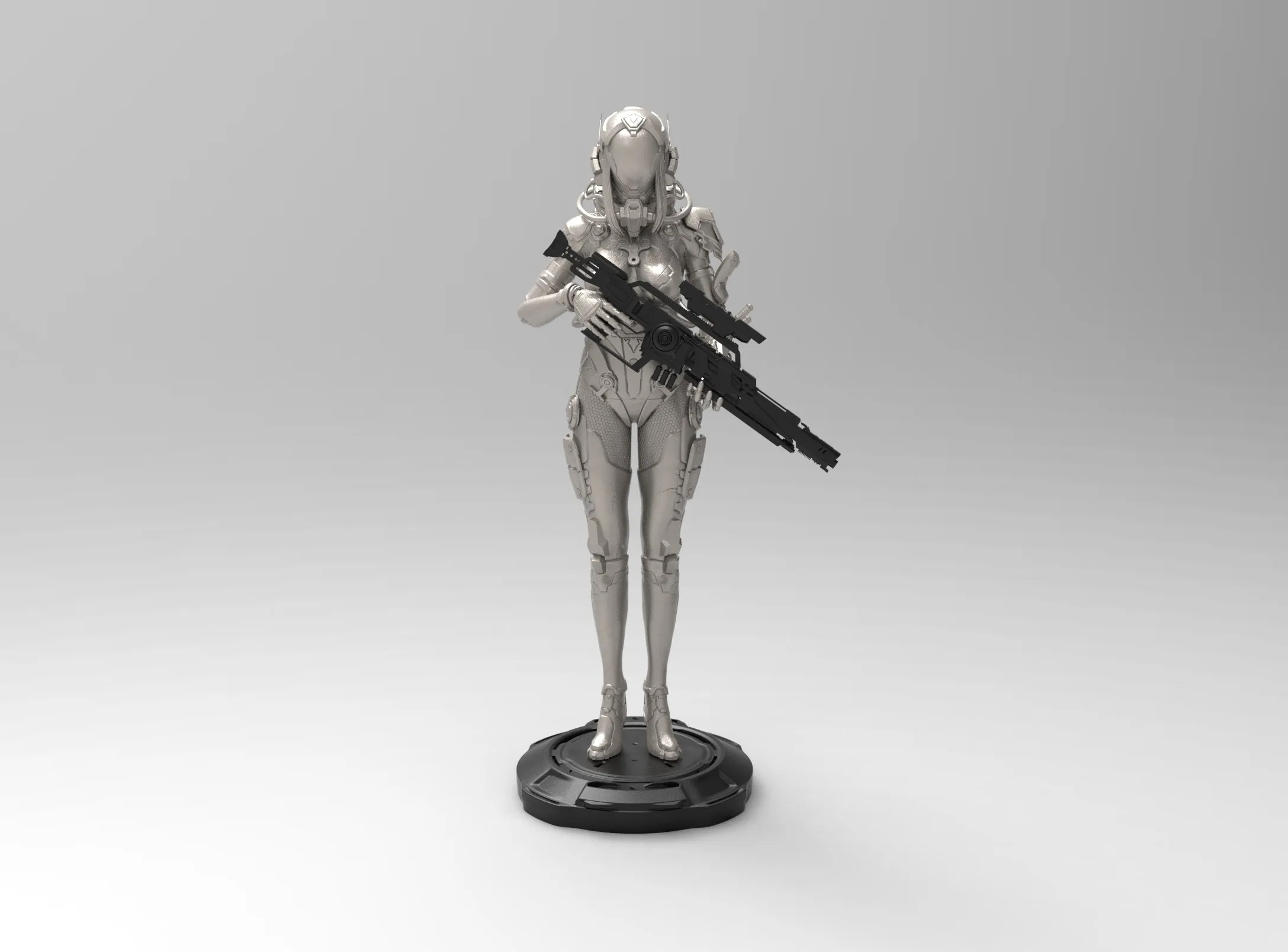 A302 - Cyber character design, Sci Fi female police statue, STL 3D model design print download file