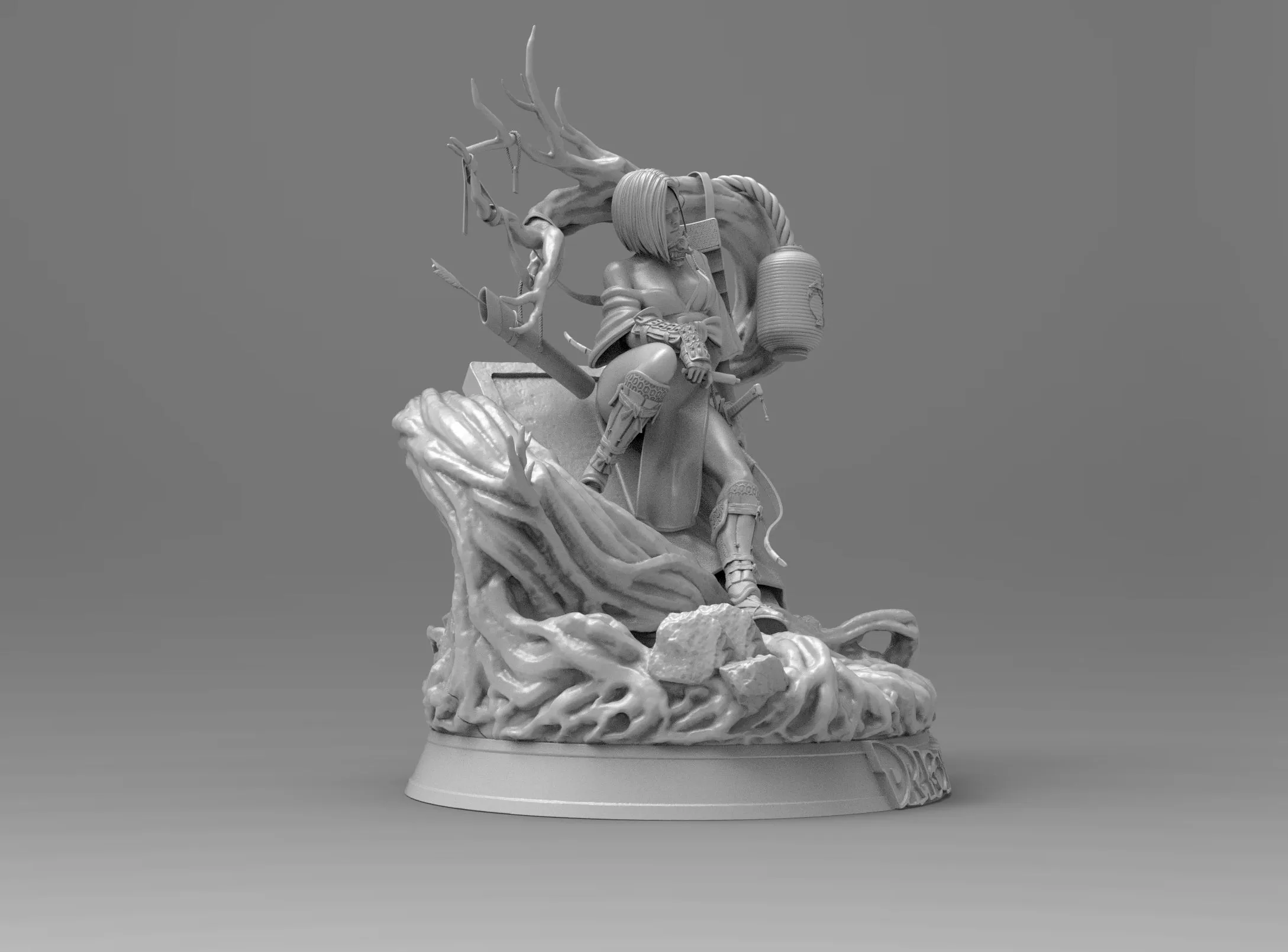 A304 - Anime character fan arts design, Samurai 18 in the forest, STL 3D model design print download files