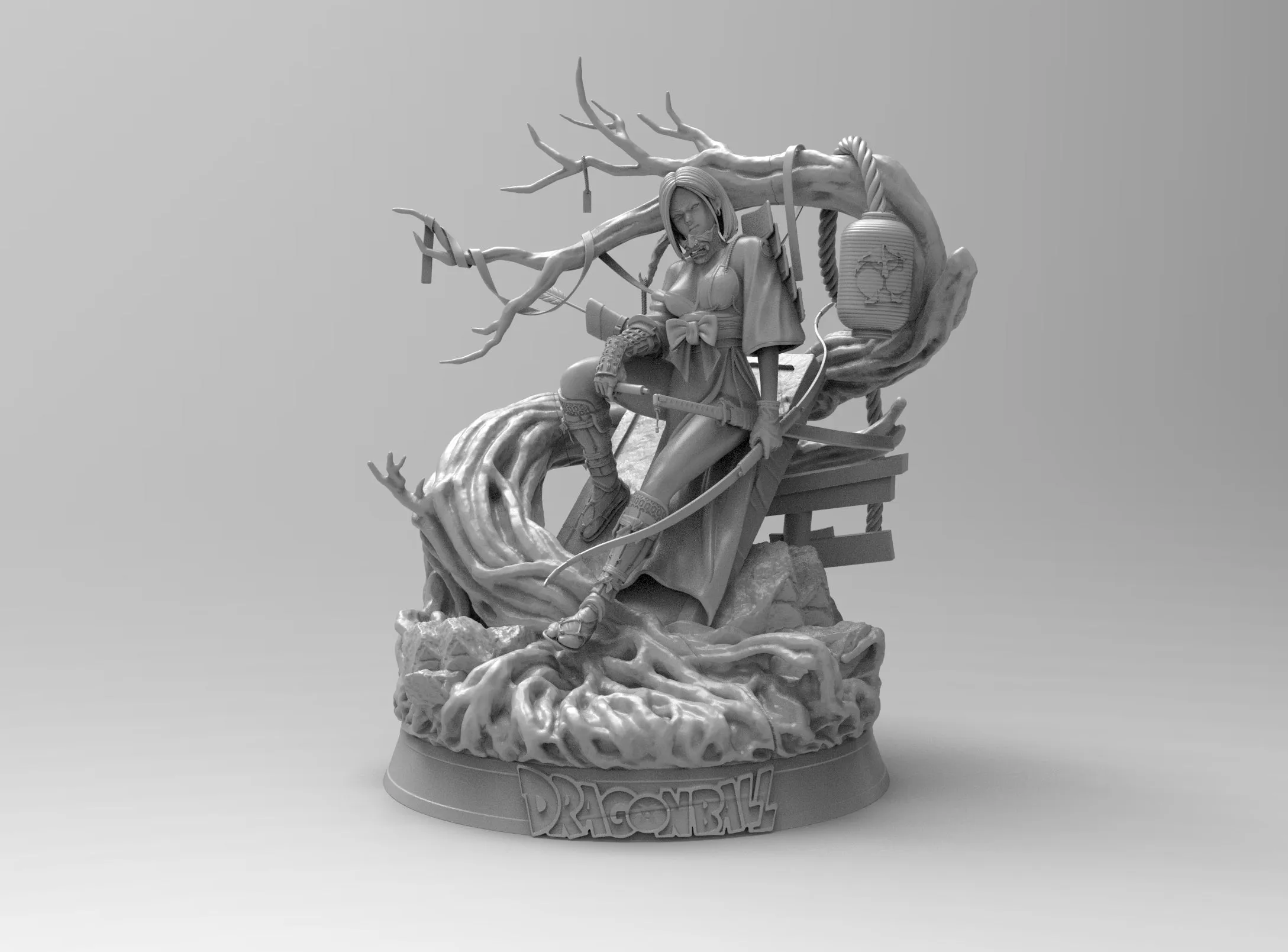 A304 - Anime character fan arts design, Samurai 18 in the forest, STL 3D model design print download files