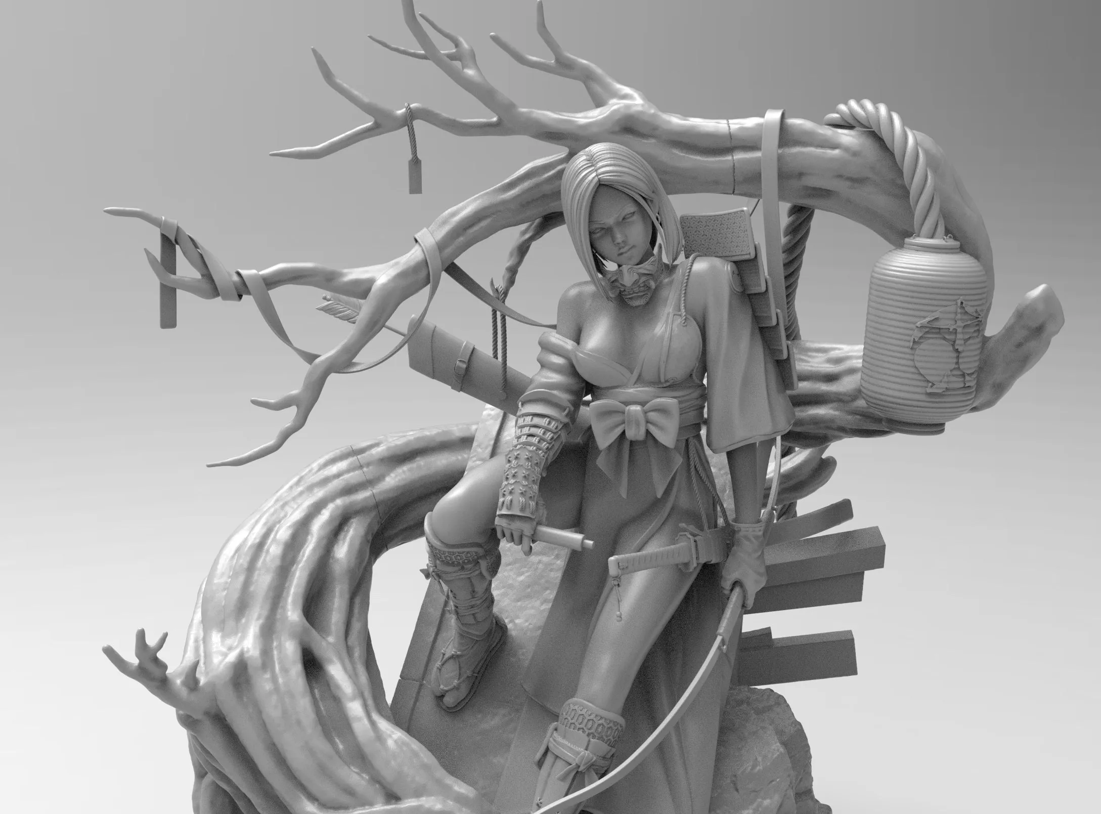 A304 - Anime character fan arts design, Samurai 18 in the forest, STL 3D model design print download files