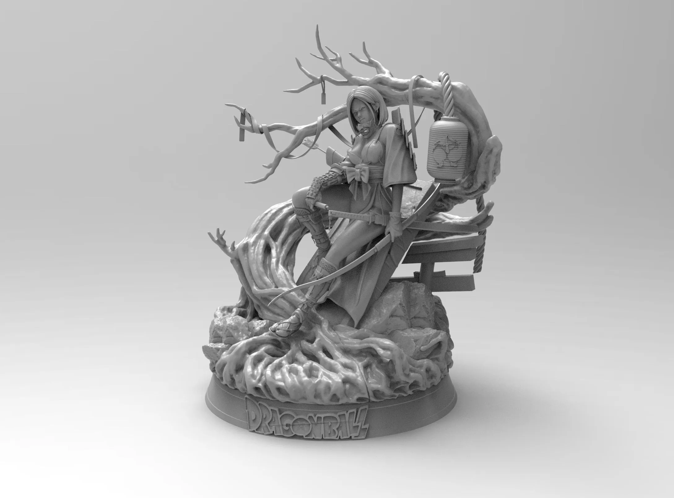 A304 - Anime character fan arts design, Samurai 18 in the forest, STL 3D model design print download files