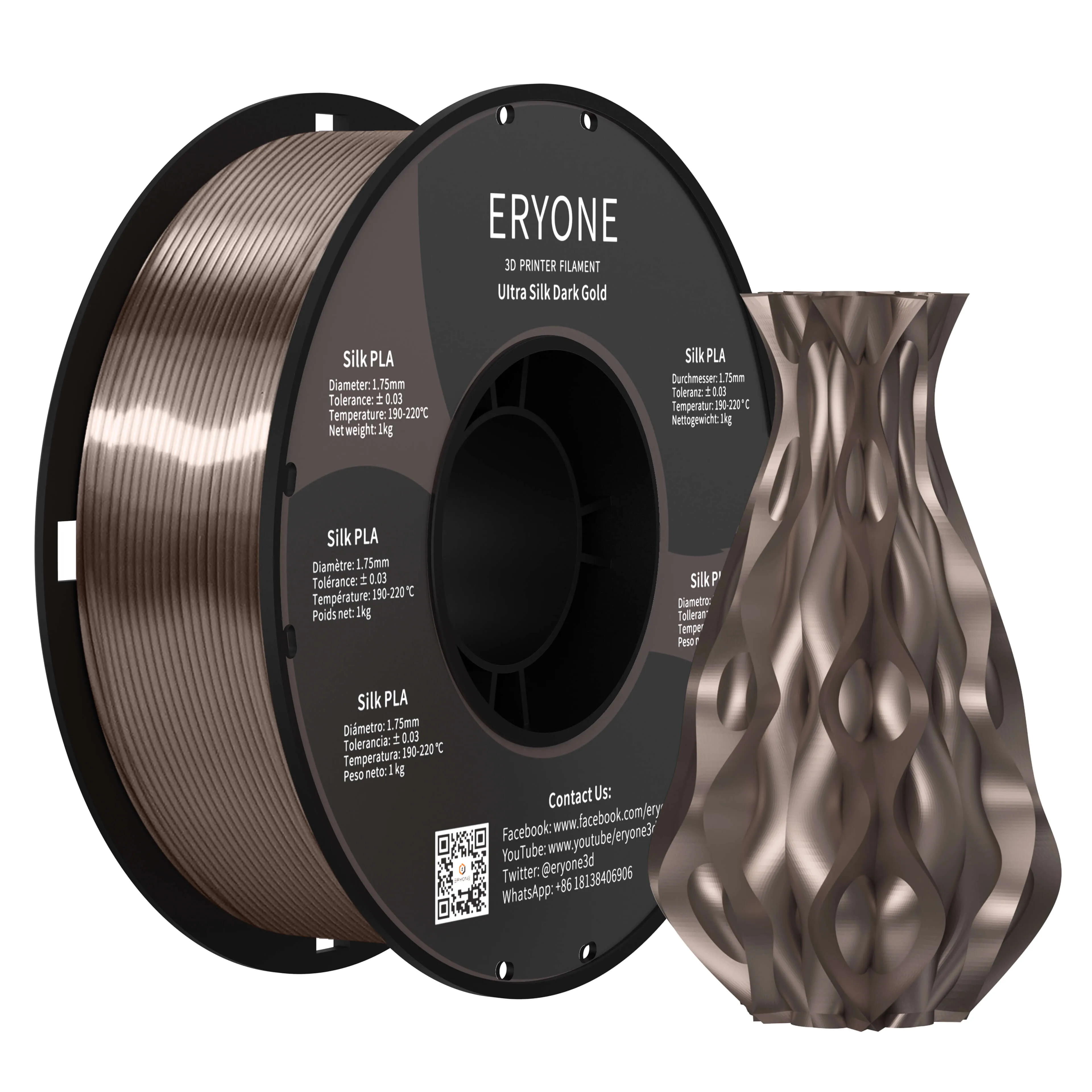 Bundle Sale- ERYONE Silk&Ultra Silk PLA 3D Filament 1kg  FREE SHIPPING(MOQ:5 rolls,mixable )