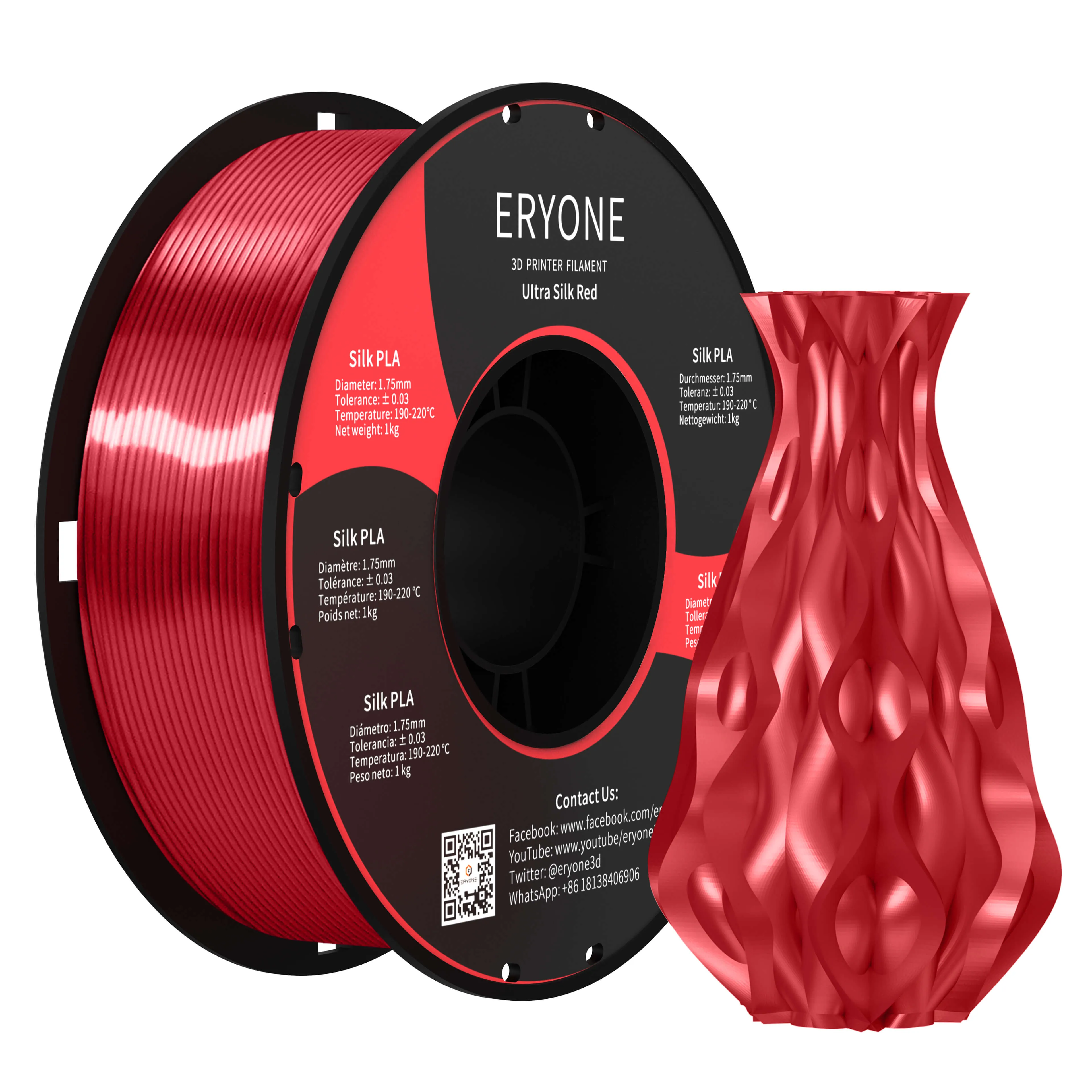 Bundle Sale- ERYONE Silk&Ultra Silk PLA 3D Filament 1kg  FREE SHIPPING(MOQ:5 rolls,mixable )