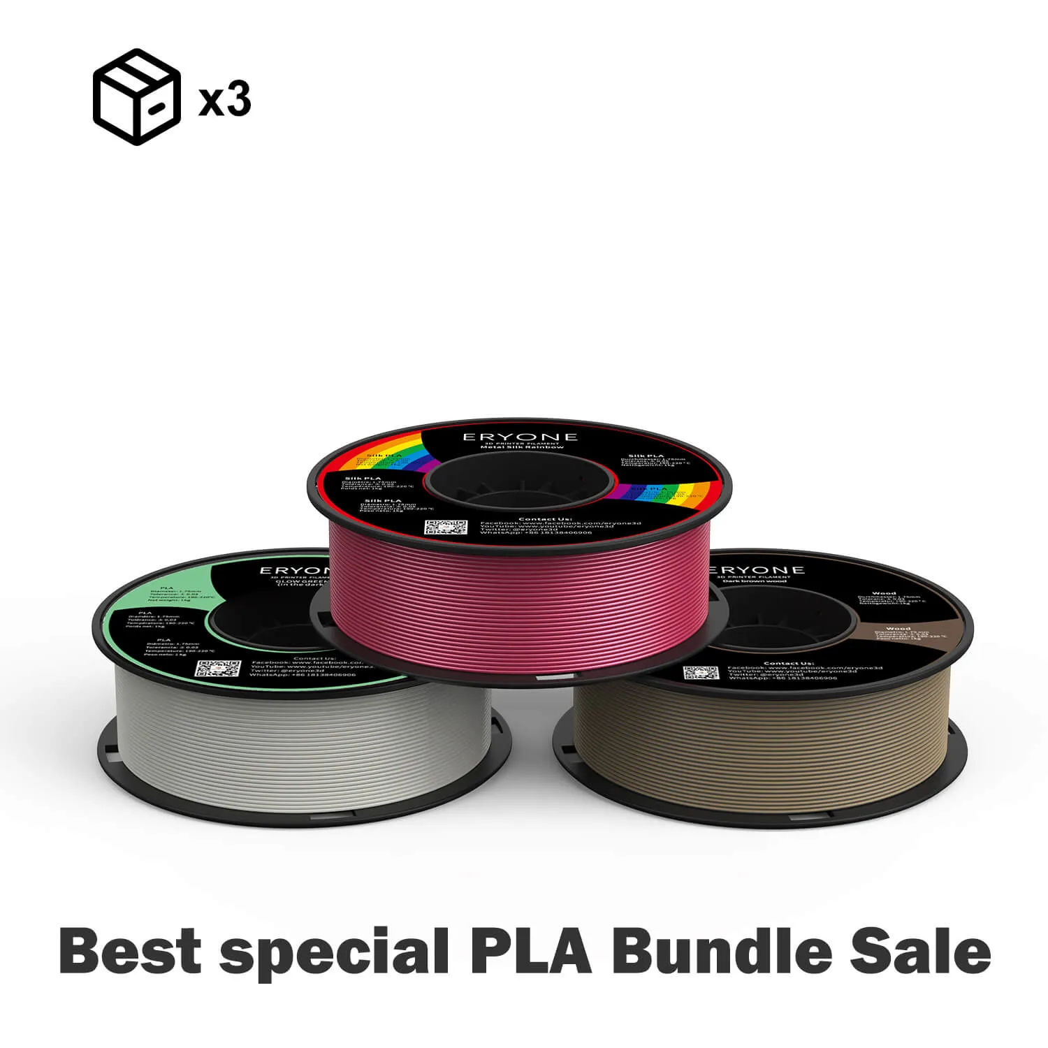 Bundle Sale- ERYONE Special PLA 3D Filament 1kg  FREE SHIPPING(MOQ:3 rolls,mixable )