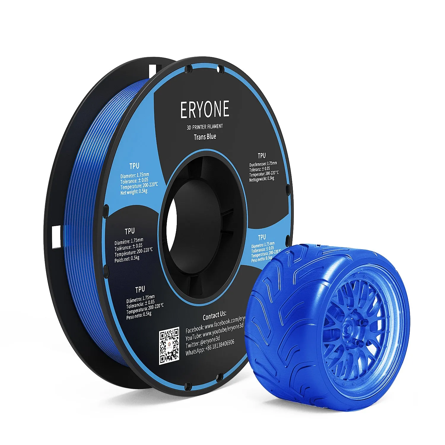 Bundle Sale- ERYONE TPU 3D Filament 0.5kg&1kg  FREE SHIPPING(MOQ:10 rolls,can mix color)