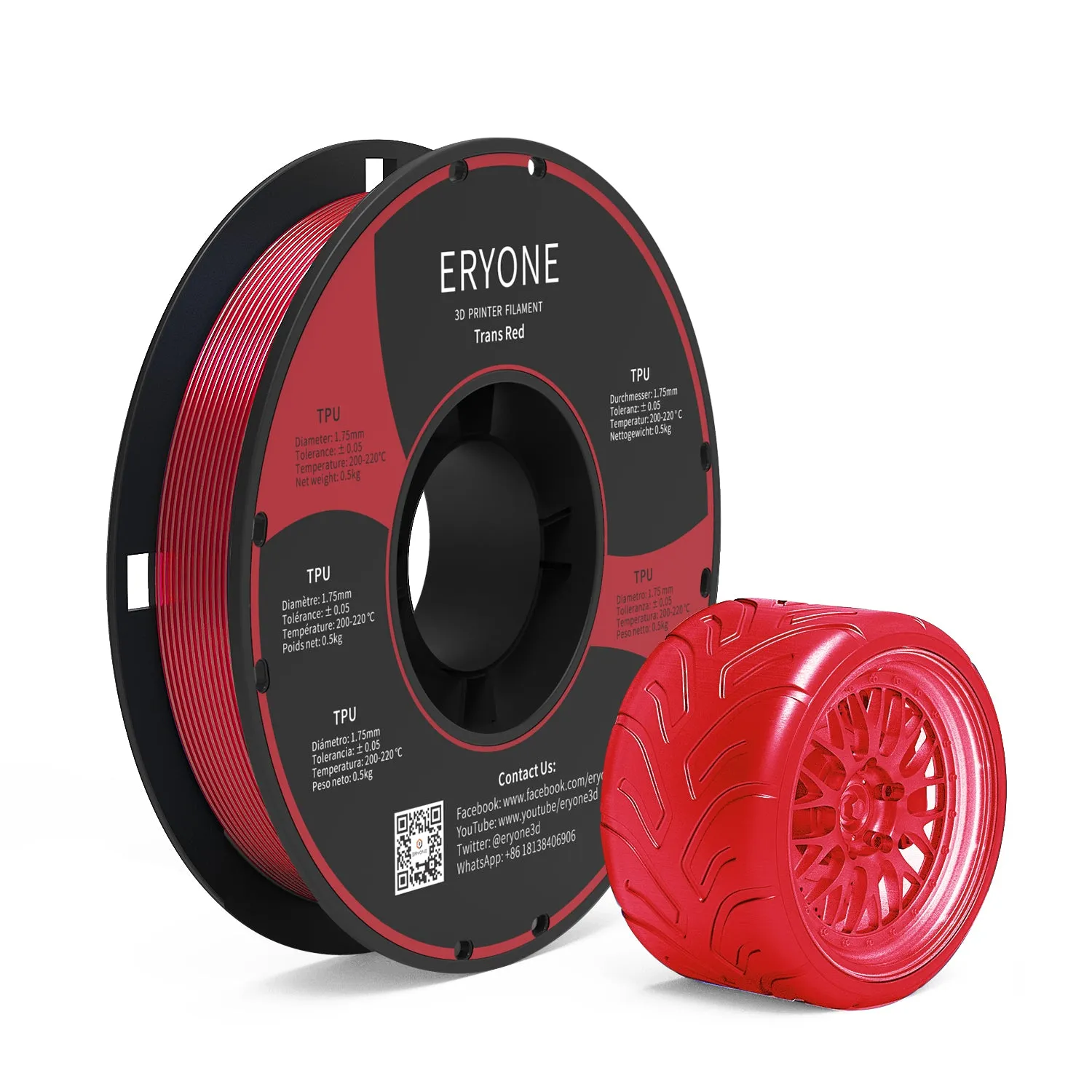 Bundle Sale- ERYONE TPU 3D Filament 0.5kg&1kg  FREE SHIPPING(MOQ:10 rolls,can mix color)