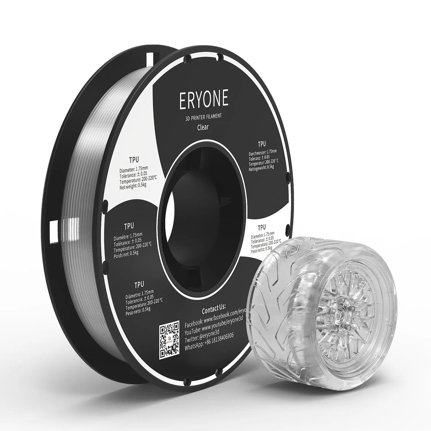 Bundle Sale- ERYONE TPU 3D Filament 0.5kg&1kg  FREE SHIPPING(MOQ:10 rolls,can mix color)