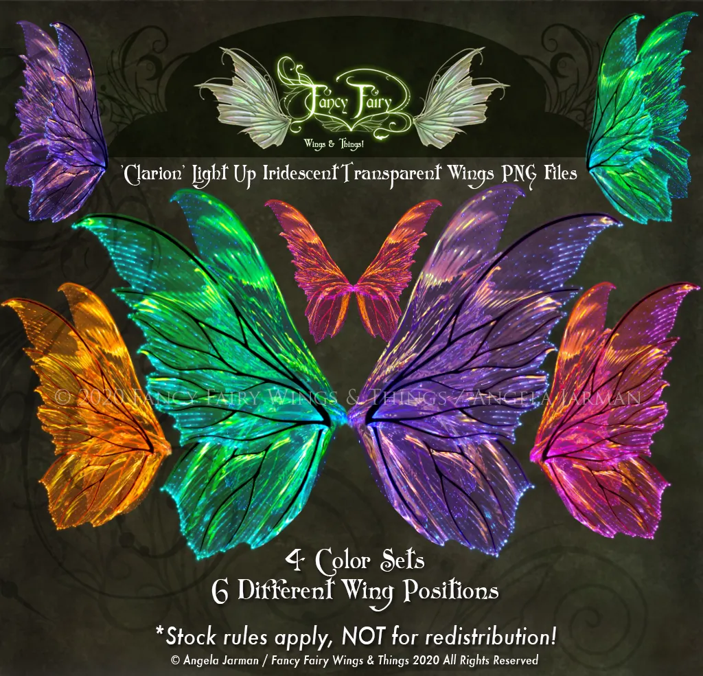 Clarion Light Up Fairy Wings Overlays PNG files for photo edit