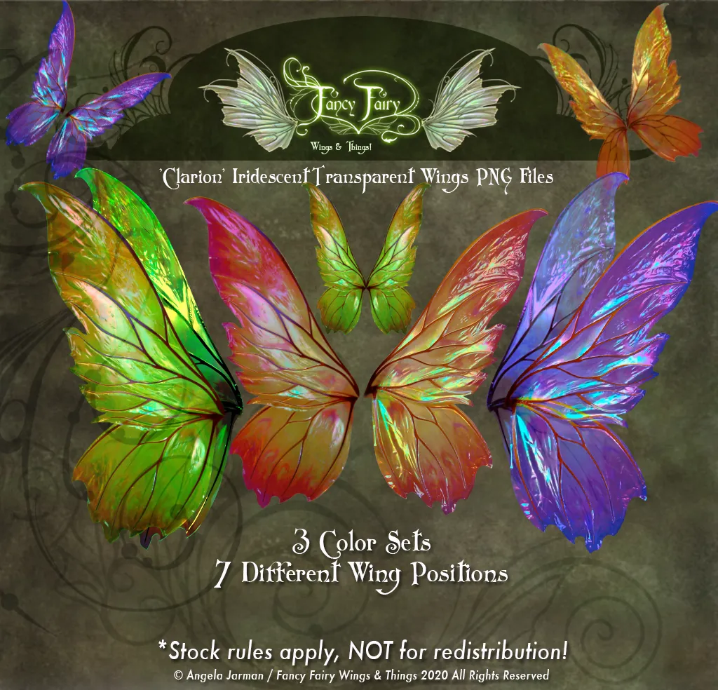 Clarion Painted Fairy Wings Overlays PNG files to Edit