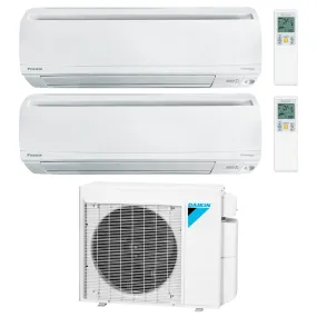 Daikin 2-Zone Wall Mounted Hyper Heat Ductless Mini-Split 18000 BTU Heat Pump Air Conditioner 9k   15k - 16 SEER2