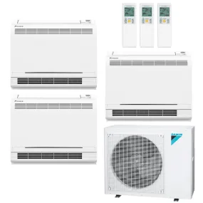 Daikin 3-Zone Floor Standing Hyper Heat Ductless Mini-Split 36000 BTU Heat Pump Air Conditioner 9k   15k   18k - 20 SEER2