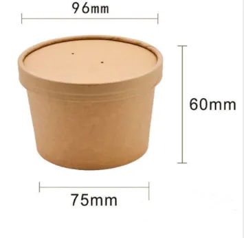 Disposable Soup Cup With Lid Paper Bowl Round Porridge Cup Takeaway Paper Cup Fast Food Soup Box Porridge Bowl