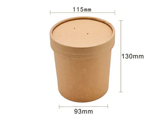 Disposable Soup Cup With Lid Paper Bowl Round Porridge Cup Takeaway Paper Cup Fast Food Soup Box Porridge Bowl