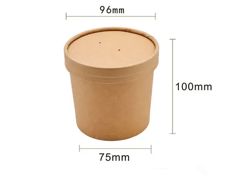 Disposable Soup Cup With Lid Paper Bowl Round Porridge Cup Takeaway Paper Cup Fast Food Soup Box Porridge Bowl