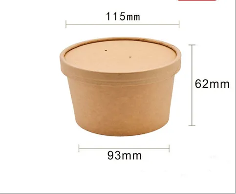 Disposable Soup Cup With Lid Paper Bowl Round Porridge Cup Takeaway Paper Cup Fast Food Soup Box Porridge Bowl