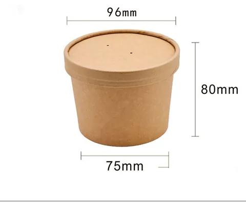 Disposable Soup Cup With Lid Paper Bowl Round Porridge Cup Takeaway Paper Cup Fast Food Soup Box Porridge Bowl