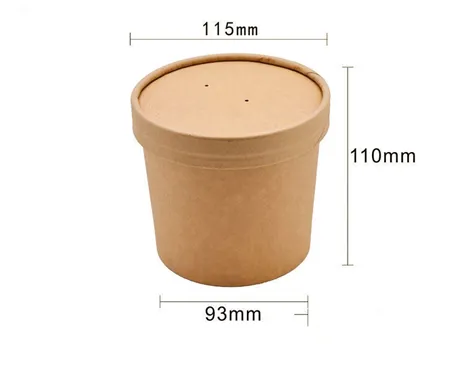 Disposable Soup Cup With Lid Paper Bowl Round Porridge Cup Takeaway Paper Cup Fast Food Soup Box Porridge Bowl