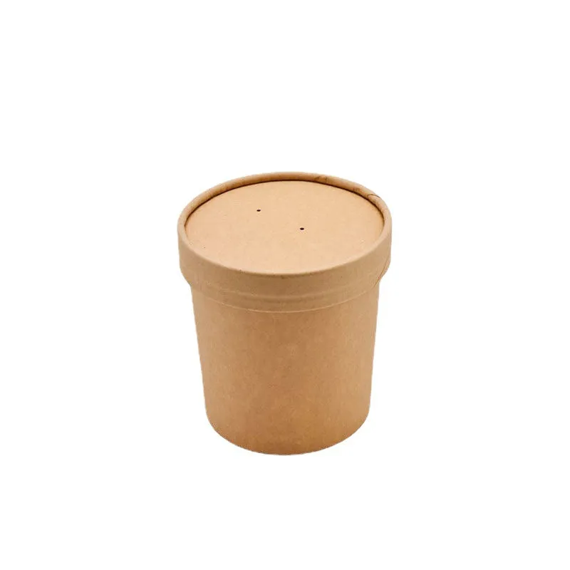 Disposable Soup Cup With Lid Paper Bowl Round Porridge Cup Takeaway Paper Cup Fast Food Soup Box Porridge Bowl