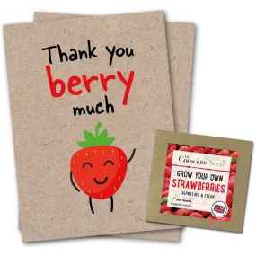 Eco-Friendly Cards  - Thank You Berry Much - Eco Kraft Sustainable Greeting Card