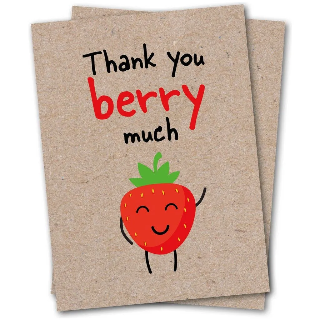 Eco-Friendly Cards  - Thank You Berry Much - Eco Kraft Sustainable Greeting Card