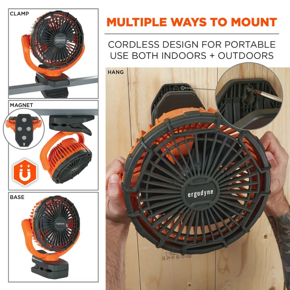 Ergodyne 12800 Chill-Its 6090 Rechargeable Portable Jobsite Fan