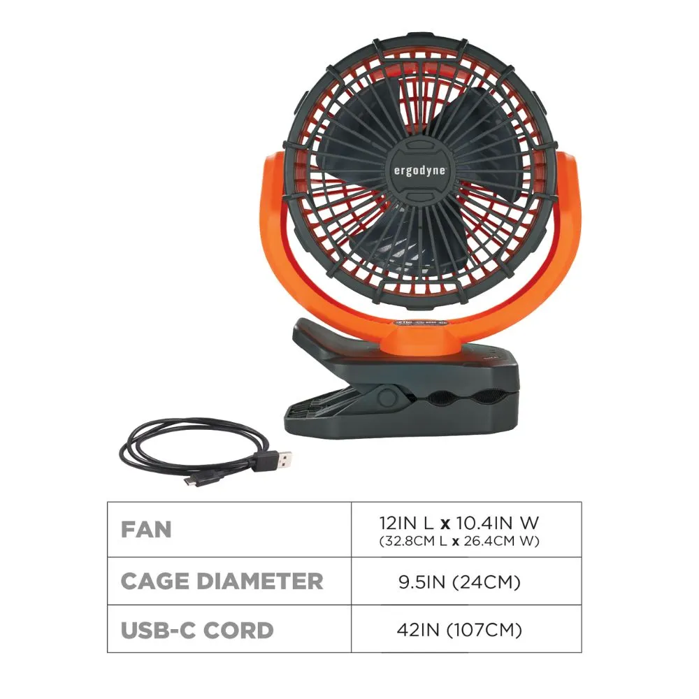 Ergodyne 12800 Chill-Its 6090 Rechargeable Portable Jobsite Fan