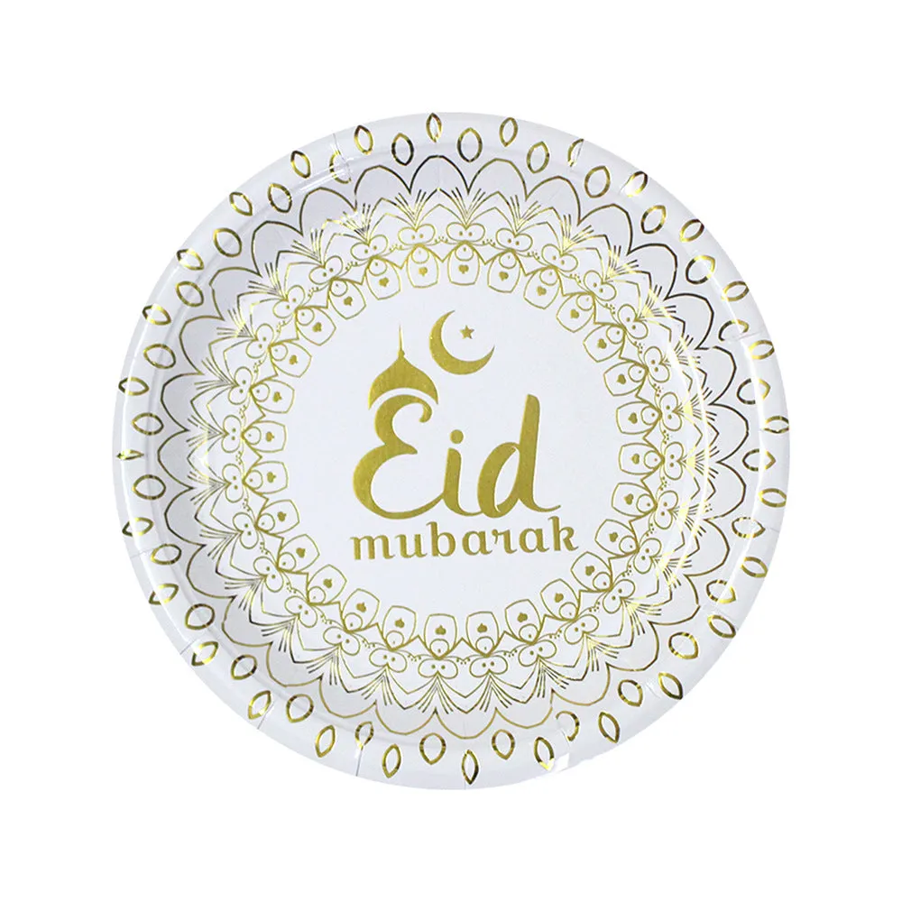 Muslim Eid Tableware Bronzing Disposable Paper Plate Paper Cup Decoration