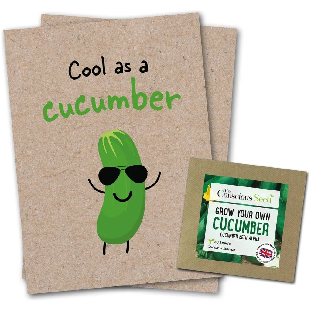 Sustainable Greetings Cards - Cool As A Cucumber - Eco Kraft Greeting Card