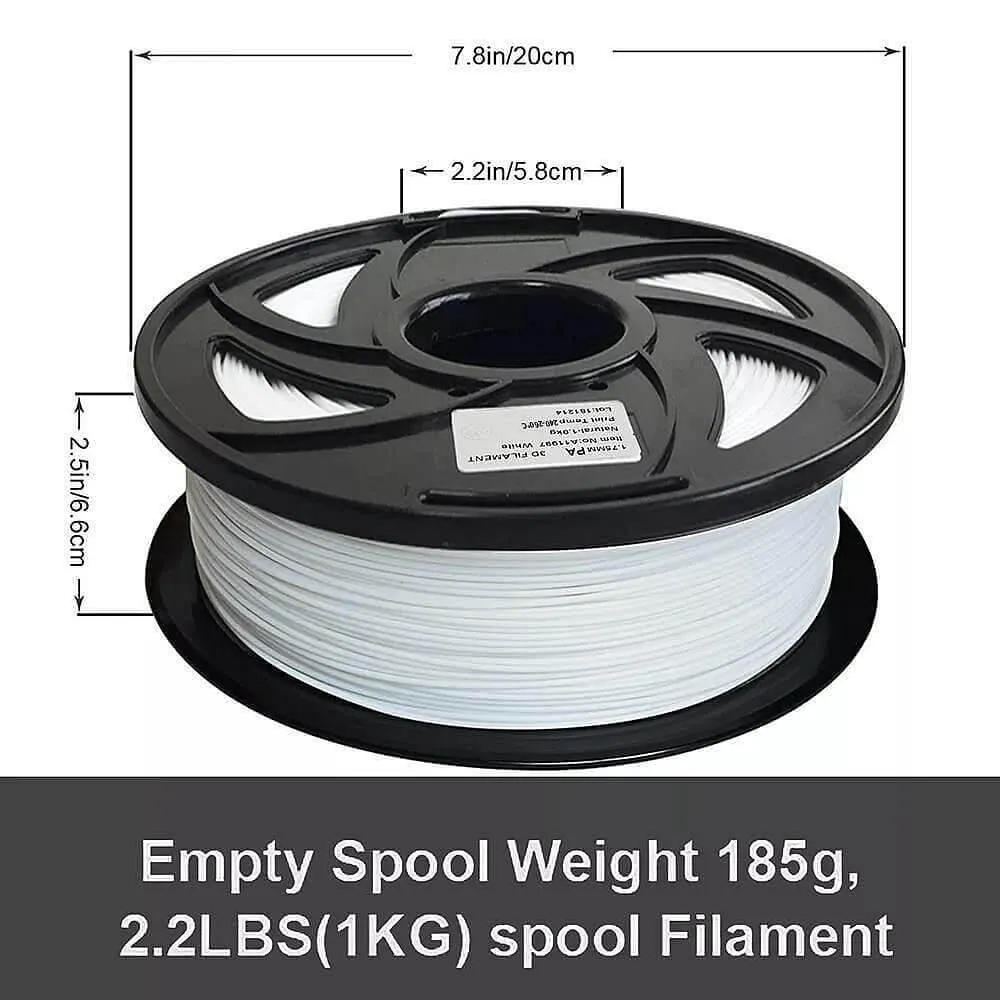 Tronxy 3D Printer 3D Printing White Nylon Filament 1.75 mm, 2.2 LBS (1KG)