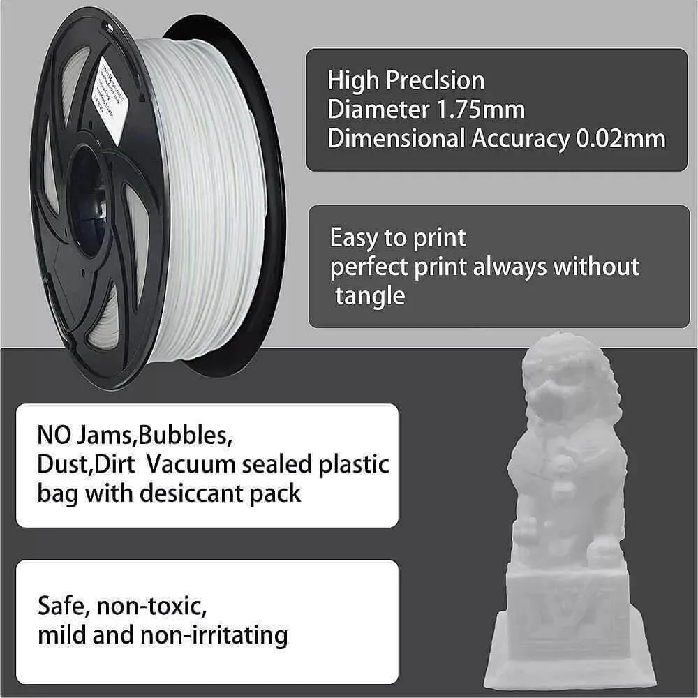 Tronxy 3D Printer 3D Printing White Nylon Filament 1.75 mm, 2.2 LBS (1KG)